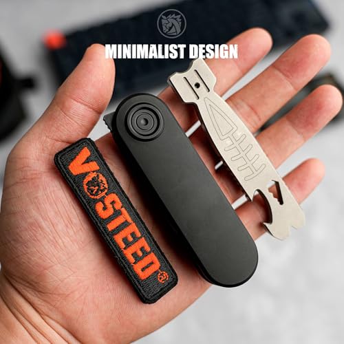 Image of Vosteed Corgi V Pocket Knife - 2.36 inch 14C28N Black Stonewash Blade - Patented Vanchor Lock, Black Aluminum Handle - EDC Knife Camping Folding Knife - A3701