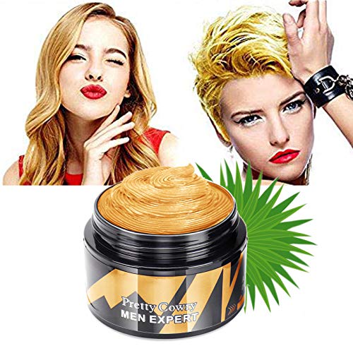 Temporary Hair Color Wax - Gold Yellow Temporary Hair Dye Instant Natural Matte Hairstyle Cream coloring for Men Women Kids Party Cosplay Date Halloween (Gold)