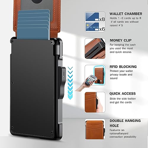 umoven Wallet for Men - with Money Clip Slim Leather Slots RFID Blocking Bifold Minimalist Wallet