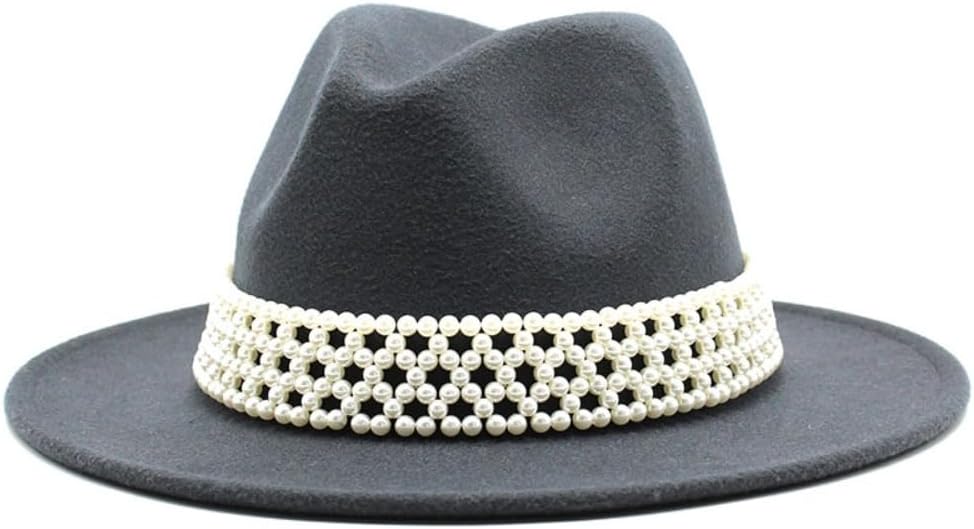 Elegant Yellow Wool Fedora Hat with Pearl Band, Wide Brim Western Style