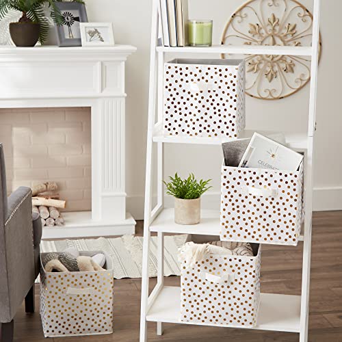 Image of DII Fabric Storage Bins for Nursery, Offices, Home Organization, Containers are Made to Fit Standard Cube Organizers (11x11x11) White with Gold Dots - Set of 4