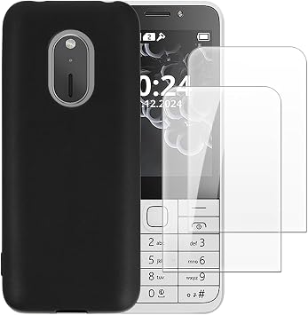 Shantime Case and Screen Protector for Nokia 230 2024 - Black