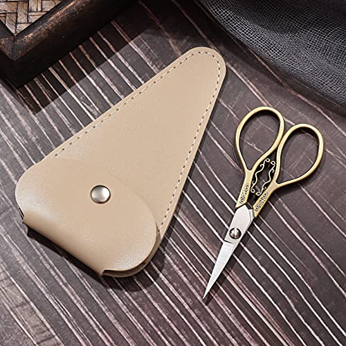 Hitopty Small Precision Detail Scissors, 4.3In Sharp Pointed Tip Vintage Embroidery Shears W/Sheath For Craft, Sewing, Cross Stitch, Artwork, Thread Cutting #TOP2