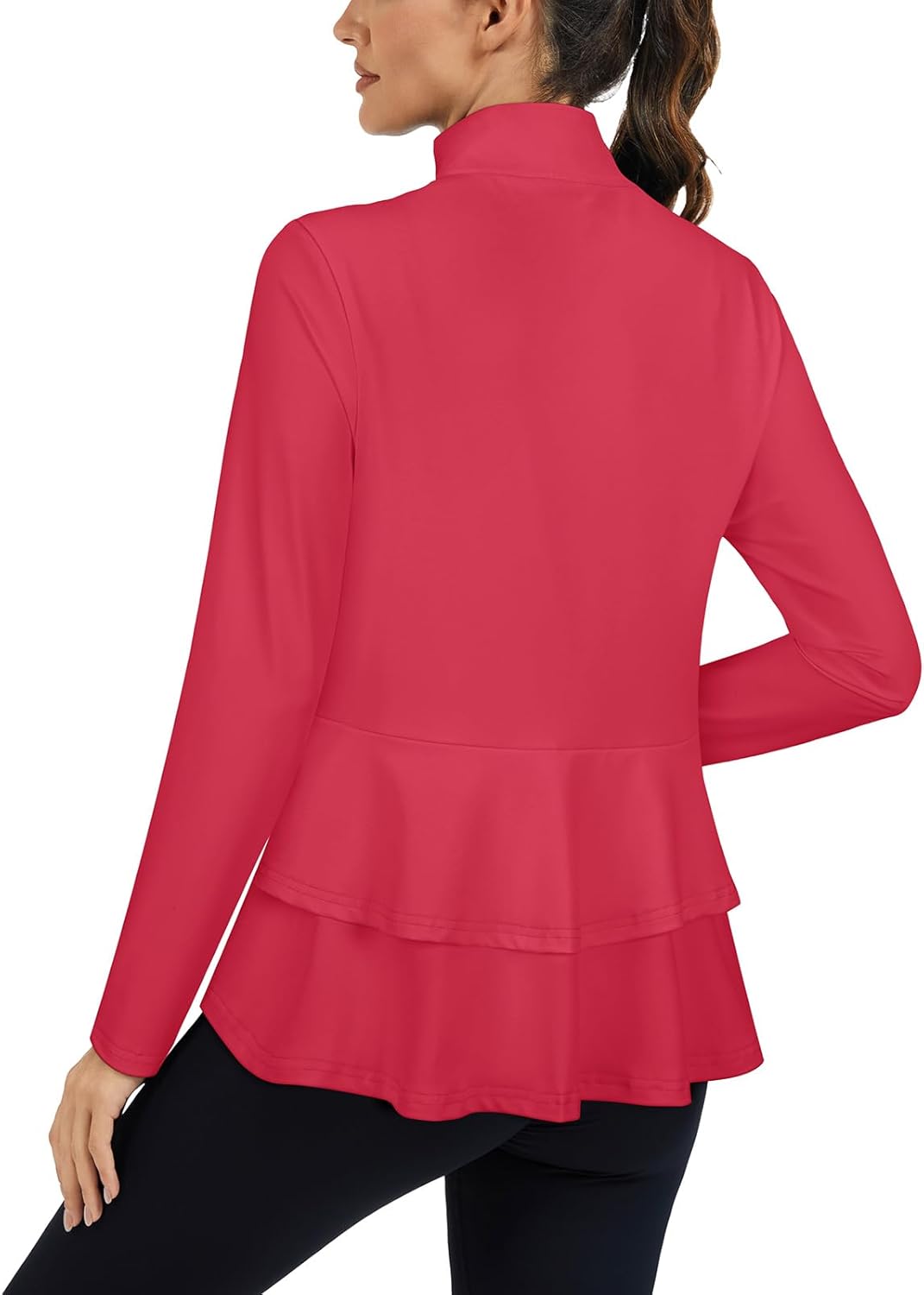 LURANEE Women's Golf Athletic Jackets with Pleated Tennis Skirt Hem Lightweight Full Zip Long Sleeve Shirts with Pockets