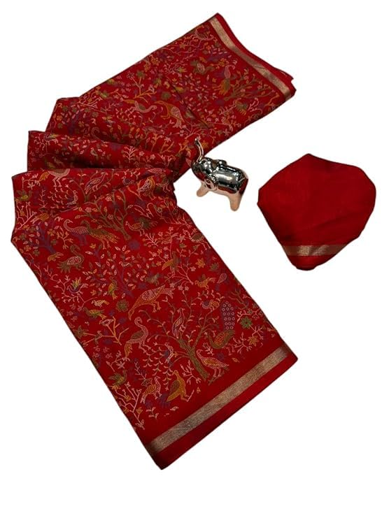 satika vastram Tussar Silk Kashmiri Print Pashmina Saree with Zari Weaving Border and Unstitched Blouse Piece-picture-23
