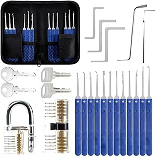 Lock Pick Set, Eventronic 26-Piece Lock Picking Tools with 2 Clear Practice and Training Locks for Lockpicking, Extractor Tool for Beginner and Pro Locksmiths