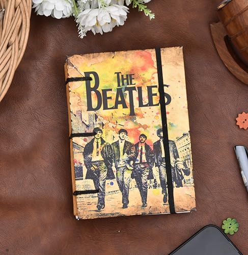 Image of The Beatles Recycled Antique Paper Journal - 5x7 Inches | Handmade, Eco-Friendly, Artistic Notebook