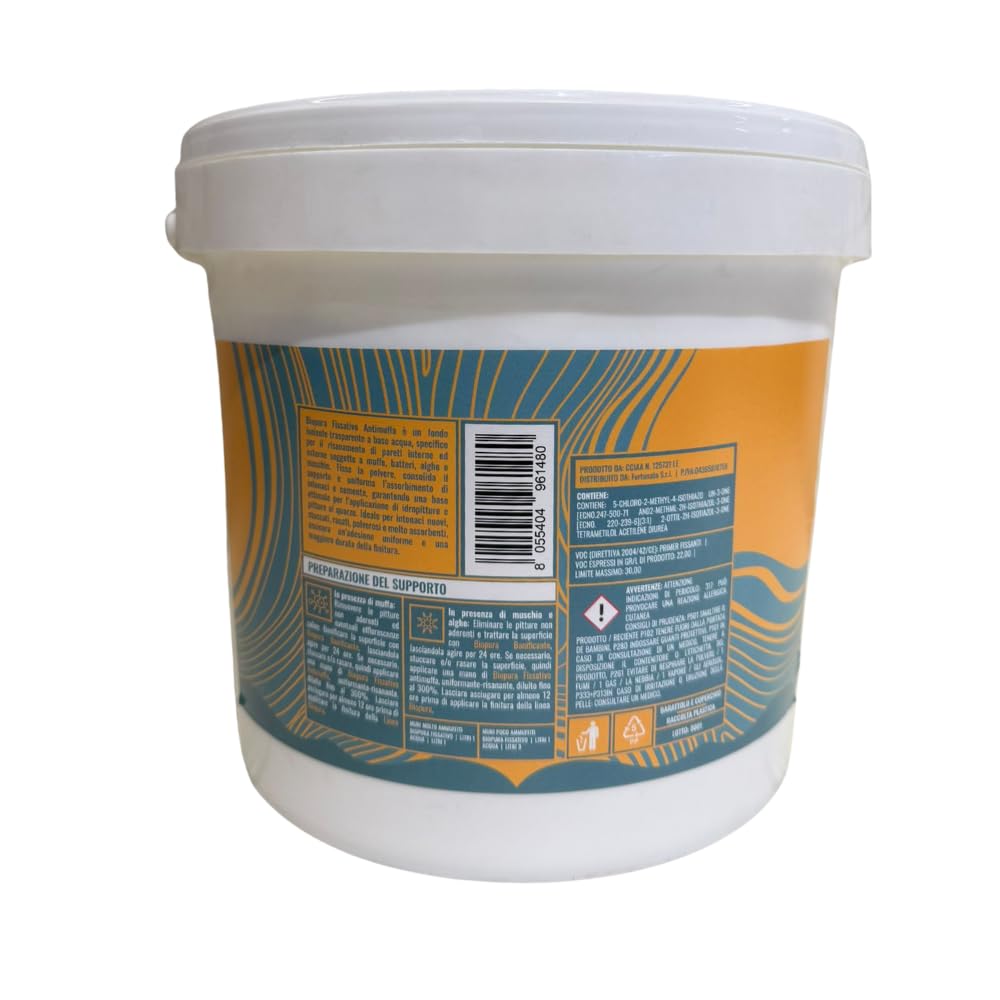 CROMIKA Biopura Fissativo Isolante Antimuffa Anticondensa Per Pittura Alta Concentrazione per Interni ed Esterni Trasparente Made in Italy (Trasparente, Litri 5)