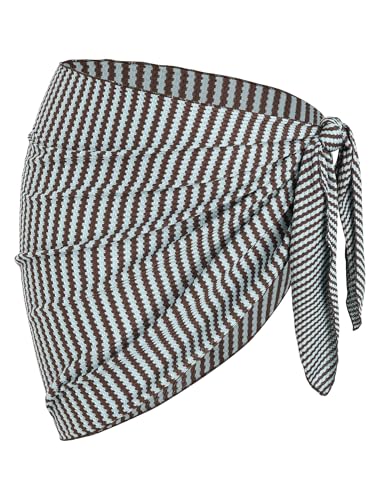 Image of ZAFUL Women's Sarong Coverups Bathing Suit Cover Up Mini Skirt | Textured Mesh, Scalloped Hem,Multiway Cover Up, One Piece Style, Triangle Bikini Cover Up Mini Skirt,One Size