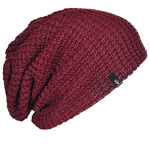 FORBUSITE Strickmützen, Schwarz Groß Beanie Mütze für Herren Damen - Unisex Mütze Kappen, Wintermütze Sommermütze Rotwein Cover