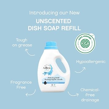 AspenClean Dish Soap Refill | Unscented | 64 fl oz - Pack of 2