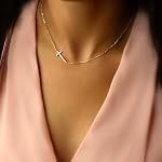 18K Plaque d'or simple CZ Collier de Croix de Diamant pour Femmes Acier inoxydable Plain Tiny Croix Pendentif Collier Dainty Minimal Confirmation