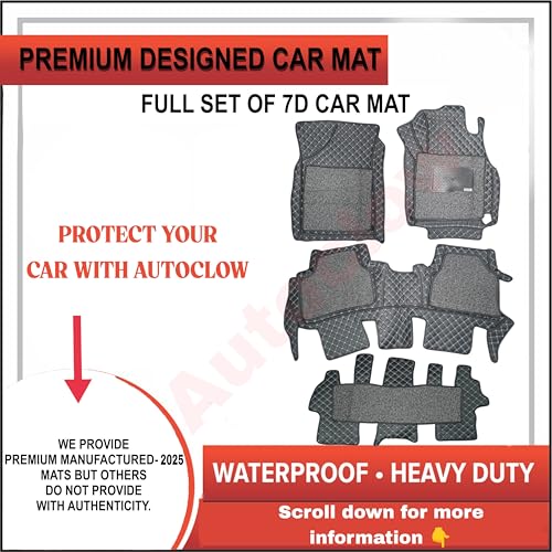 Image of Autoclow /Premium 7D Car Mat for Mahindra Xuv 500 (7-Seater) || Luxury Leather Dual-Stitch 7D Car Mat Full Set || 100% Waterproof || Color : Silver Stitch-Silver Grass (Design-1)