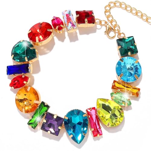 JEAIRTS Rhinestone Choker Necklace Sparkly Crystal Choker Statement Prom Necklaces for Women