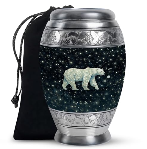 Image of Polar Bear Funeral Urns - Memorial Urns for Adult Male & Female - Ashes Urns Human Remains - Cremation Urns for Men - Memorial Urn Human Ash - 10 Inch - Funeral Urns for Ashes