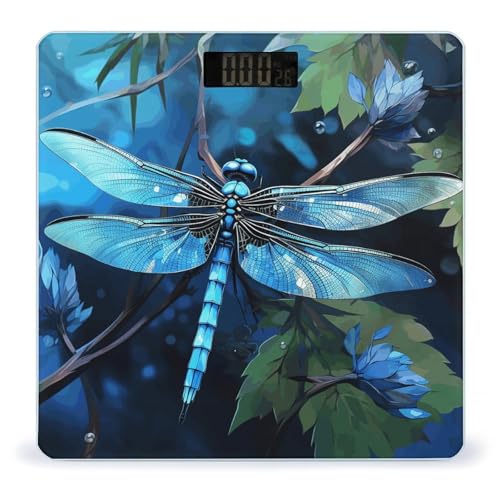 Báscula Digital de Baño Art Blue Dragonfly de Vidrio Templado miniatura 1