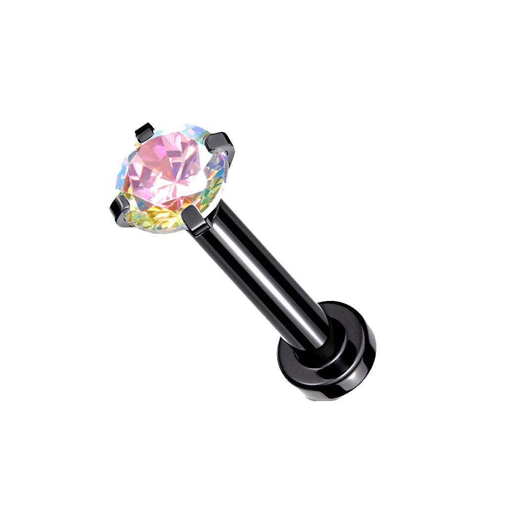 Piercing Labret Monroe En Acier Chirurgical 316L – Zirconium Argenté, Tige 8 Mm (1,2 Mm D’épaisseur)