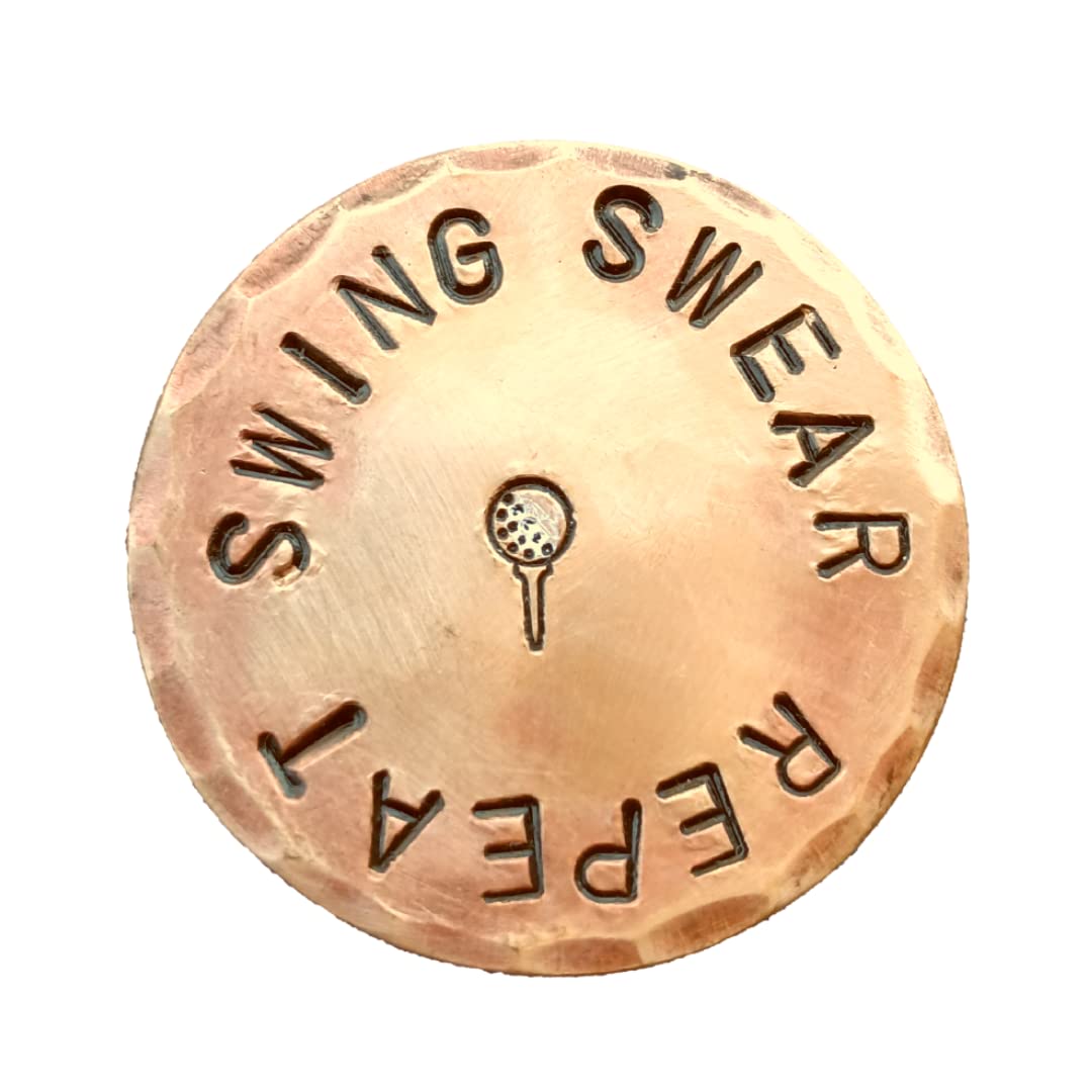 SunfishSwing Swear Repeat Hand Stamped Copper Golf Ball Marker