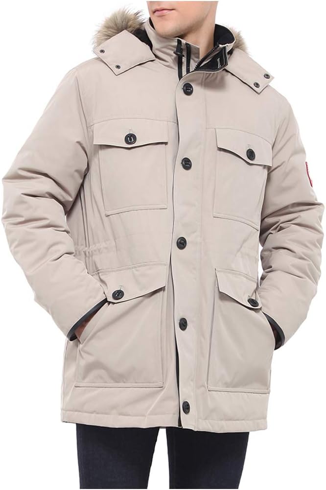 Rokka&Rolla Men's Warm Parka Jacket Winter Snow Coat with Detachable Faux Fur Hood