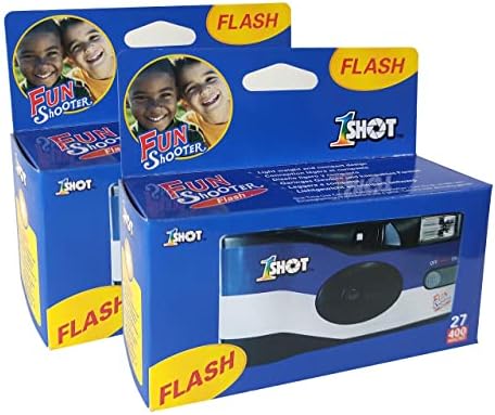 1 Shot Disposable Camera 35mm Film Single Use Camera One Shot Fun Shooter 400 ASA/ISO 27 Exposures with Flash 2-Pack