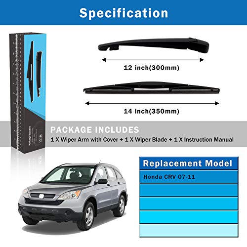 Wti Rear Wiper Arm Blade Set Compatible With Honda Crv 2007-2011 Cr-V Suv Rear Windshield Window Wiper Kits Assembly New Replacement Accessories Parts Fit 76720Swa003 76720-Swa-003 #TOP4