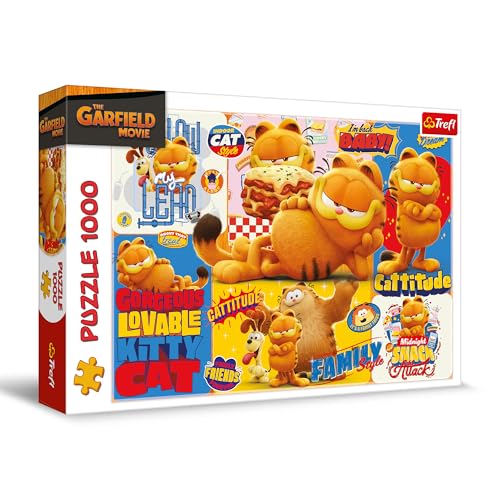 Trefl - Garfield, Les Aventures de Garfield - Puzzle 1000 Pièces - Puzzle avec Personnages de Films animé, pour Les Adultes et Les Enfants à partir de 14 Ans