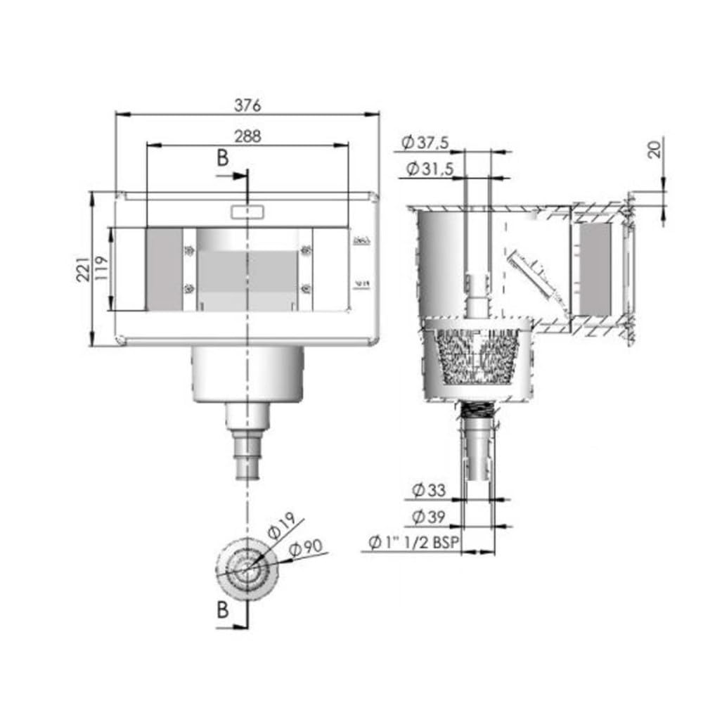 Astralpool Mini Skimmer - Grande meurtrière de Pièce à sceller