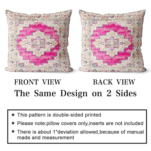Snylcce Boho Throw Pillow Covers Set of 2 -Magenta Antique & Vintage Design - Image 2