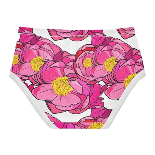 Pink Peony Flowers White Girls Underwear Toddler 2t Cotton Cute Panties Girl Bright Underpants Briefs2