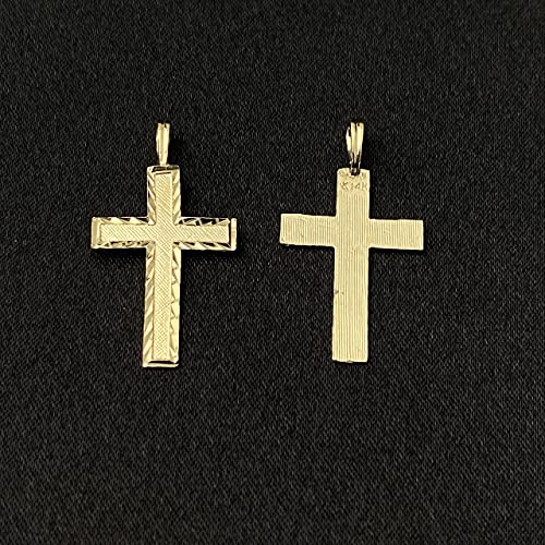 14K Yellow Solid Gold Cross Pendant for Men or Women in Two Sizes – 14 Karat Small Jesus Charm for Necklace or Chain – Thin Crucifix Jewelry Gift for Baptism, Confirmation, Christian, Religious or Everyday Wear3