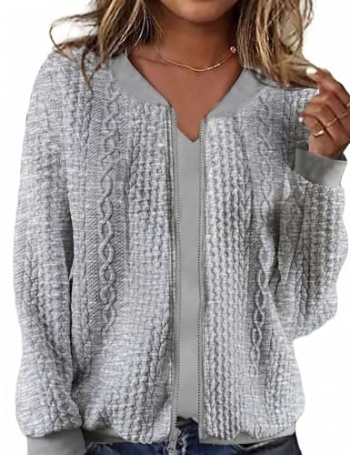 Image of Larmliss Women's Zip Up Cardigan Sweater Hoodies Long Sleeve Jacket Crewneck Casual Outerwear Spring Fall Trendy Coat Outfits