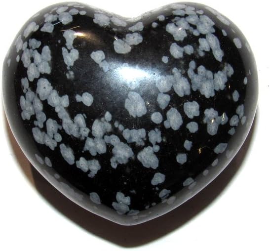 Zentron Crystal Collection 45MM Large Snowflake Obsidian Puff Heart in Velvet Pouch