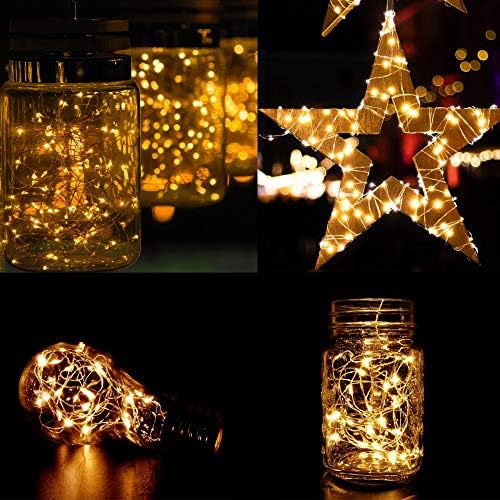 BIMZUC Led String Lights 10m 100 LEDs Fairy Lights USB Powered String Lights, Warm White Firefly Lights for Xmas, Party, Bedroom, Wedding, Indoor/Outdoor -Silver Wire