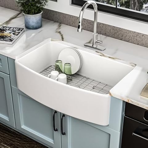 Fulorni 33" Curved Apron Farm Sink Cover