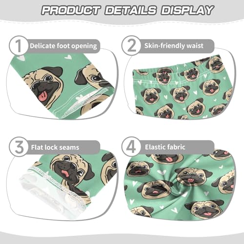 Girls Leggings Soft Toddler Ankle Length Bottoms Cute Pugs Kids Dance Yoga Pants 4-10 Years3