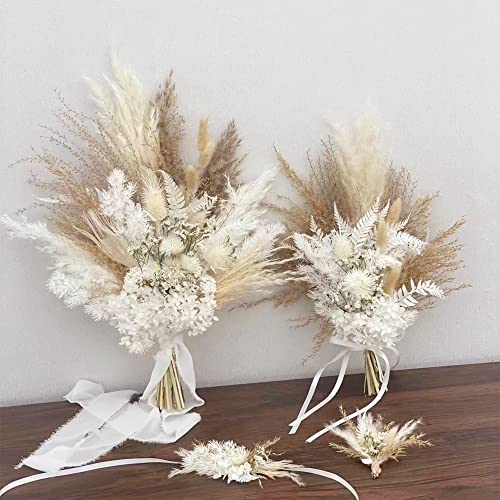 Natural Dried Flowers/Bridal Bouquet Pampas Grass/Bridesmaid Bouquet/Decorative Arch/Artificial Flower Arch/Wedding Arrangement/Boho 16# (Bridal Bouquet) #TOP6
