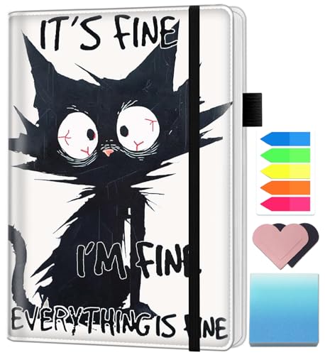 Carnet de notes A5 cuir humour chat noir idée cadeau original unique