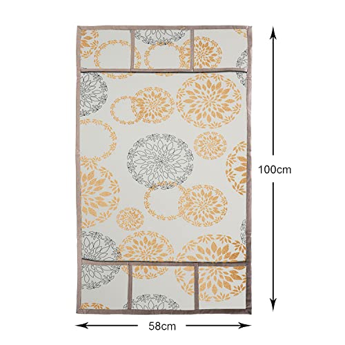 Image of Heart Home Rangoli Printed PVC Fridge Top Cover with 6 Utility Side Pockets (White)