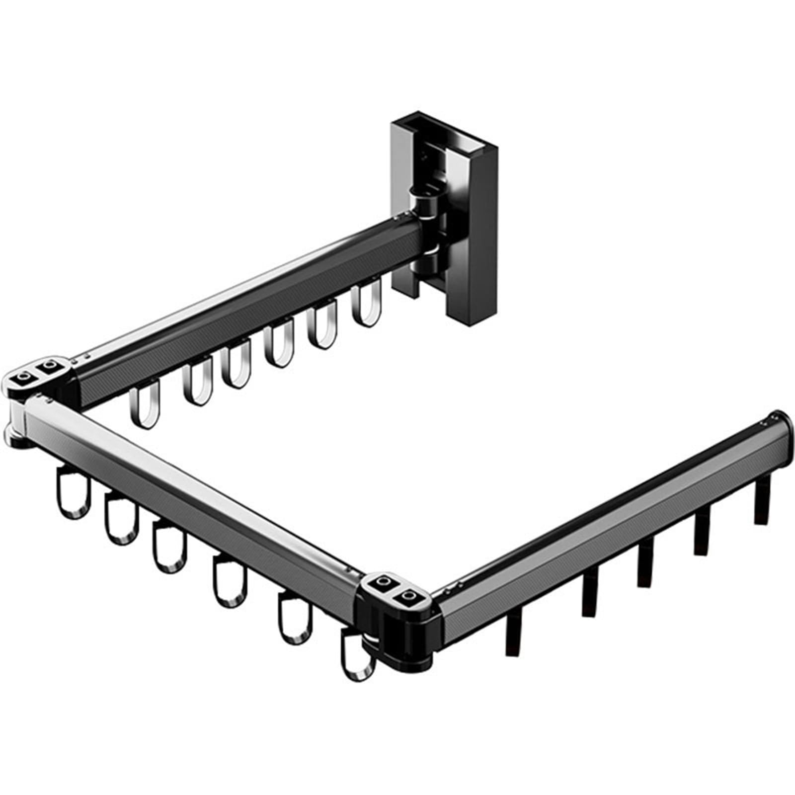 Wandmontiertes Wäscheständer, Klappbarer Wäschetrockner, Indoor Im Freien, Platzsparend, Trocknungsgestell Für Balkon, Wäscherei, Badezimmer, Terrasse (dreifach Gefaltet) (Color : Black)