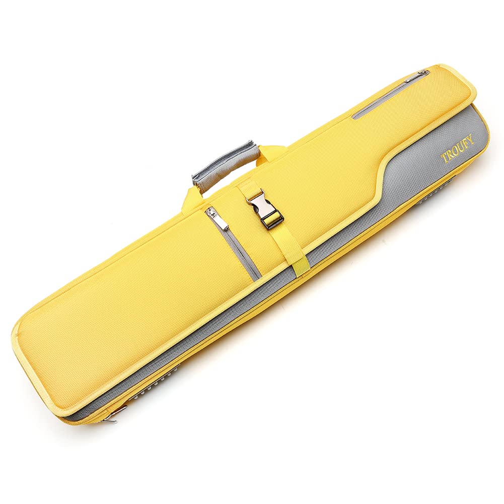 TROUFY Backpack 4x4 Pool Cue Case Yellow for Carrying 4 Pool Cue Sticks,Pool Queue Case