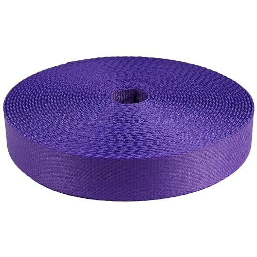 Strapworks Colored Picture Quality Polyester Webbing - Strap For Outdoor Activities, Crafts, Dog Leashes - 1 Inch x 10 Yards, Purple