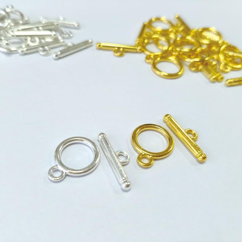 20 Sets Stainless Steel Round Toggle Clasps with T-Bar for Jewelry Making – DIY Necklace & Bracelet Clasps and Closures (Silver and Gold) - Image 4