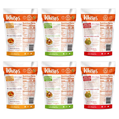 Whisps Cheese Crisps 6 Pack Assortment | Keto Snack, Gluten Free, Sugar Free, Low Carb, High Protein | Parmesan, Cheddar and Asiago & Pepper Jack 2.12oz (6 pack), Set of 2