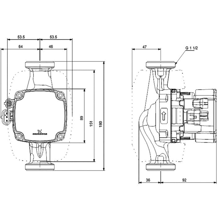 Circulateur - Alpha2 GO 32-60 - GRUNDFOS - Entraxe 180 mm - 2'