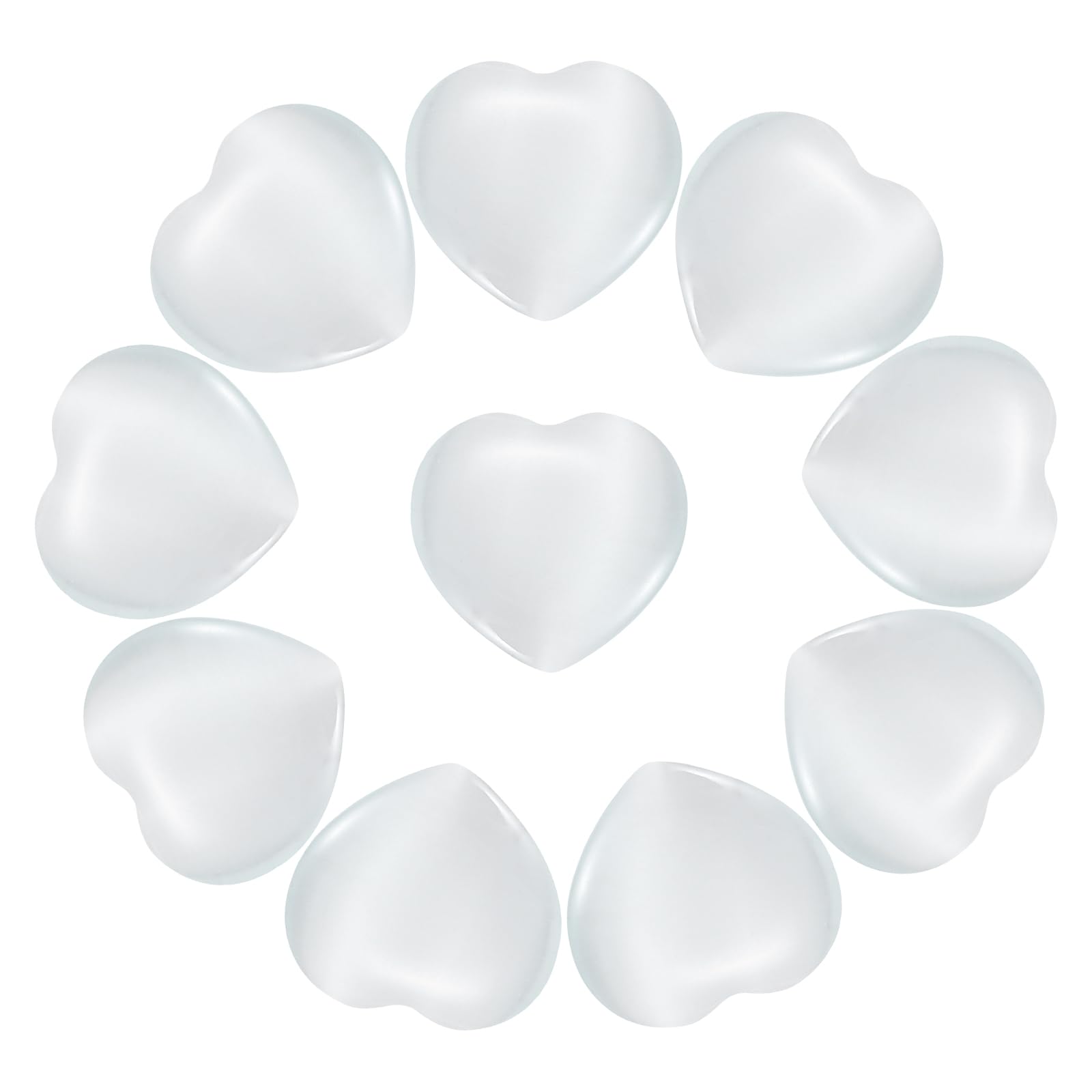 PATIKIL 10Pcs Natural Heart Shaped Crystal Stone, 0.8" Polished Love Gemstone Crystal, Pocket Rock Engraved Worry Stones for Women Valentines Gift Meditation 0.24" Thick, White Cats Eye