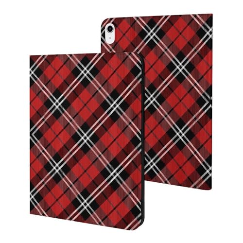 Housse iPad 11 pouces 2025 écossaise rouge - Idéale pour travailler et lire en café