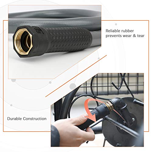 Tuyau d'arrosage anti-tortillement gris avec raccords laiton