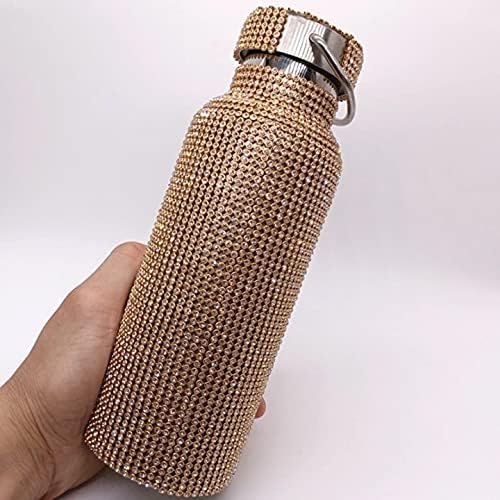 Botellas aisladas portátiles  deslumbrante elegante botella de agua de acero inoxidable con diamantes  botella de agua de diamante  moda doble pared