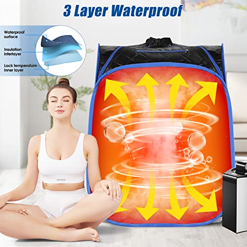 Wookrays Portable Steam Sauna Full Body For Home Spa,Portable Sauna With Steamer 3L Personal Sauna At Home For Detox,Relaxation,Sports & Sweat Fast Heating Home Saunas With Remote Control (Black) #TOP6