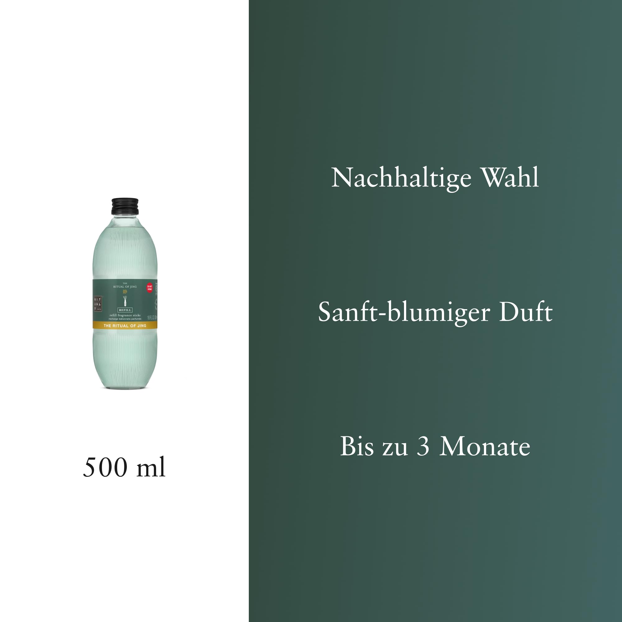 RITUALS Reed Diffuser 1x Nachfüllpack The Ritual of Jing - Zweifach nachfüllbar – Duftstäbchen mit Jujube und Lotusblume – Entspannender Raumduft - 1x 500ml